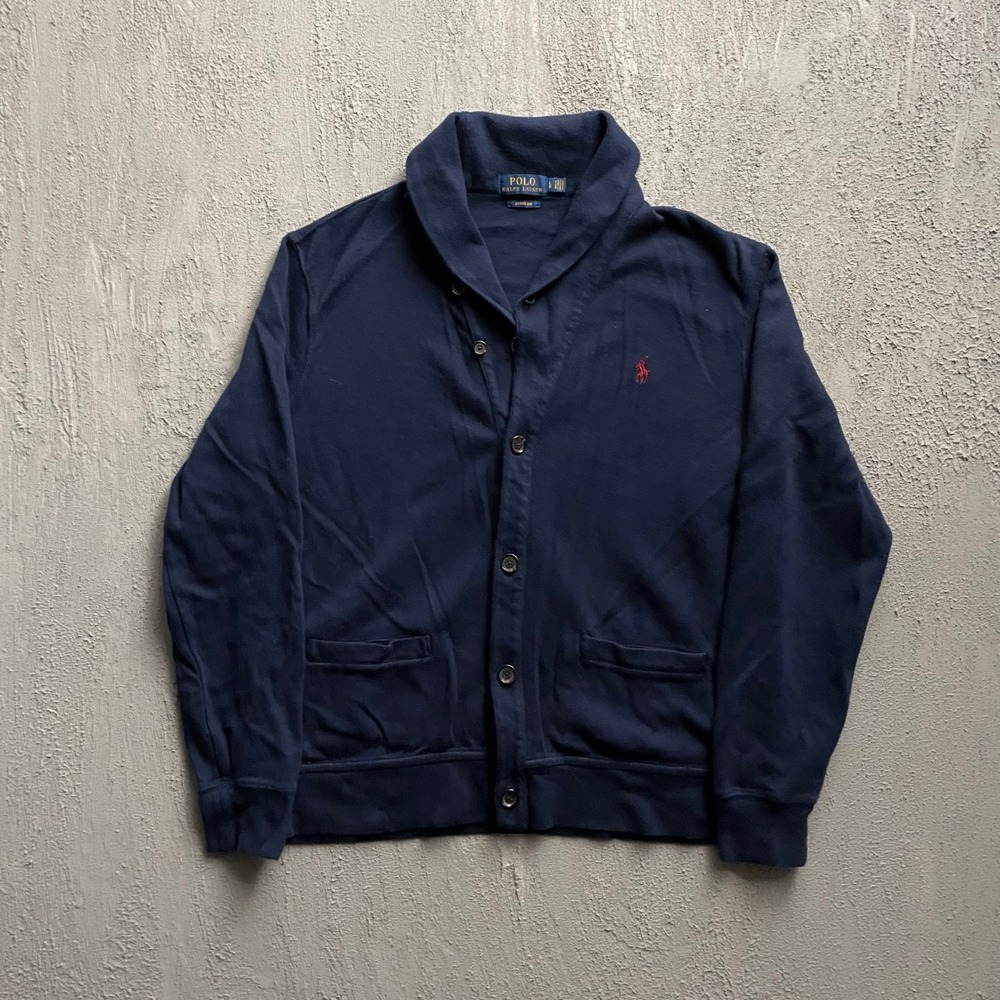 Polo Ralph Lauren Estate Rib Shawl Cardigan Mens Large Navy Blue